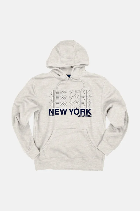 NEW YORK or NOTHING Hoodie Oatmeal/Navy Hoodie with Stripes Bold Sporty