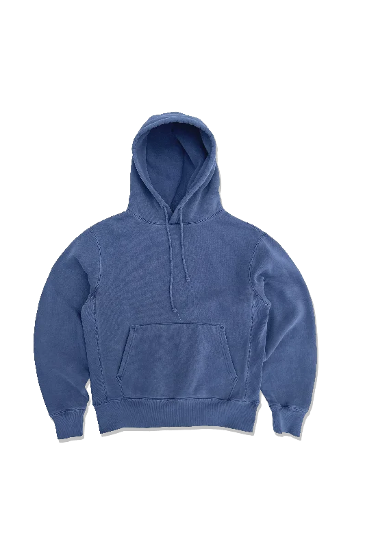 Exclusive Varsity Hoodie - Steel Blue Hoodie with Hem Detail Decorative Unique