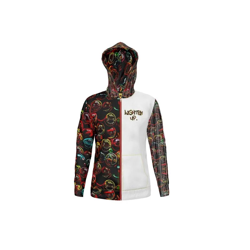 Outspoken Designs 01 "Lighten Up" Designer Unisex Full Zip Hoodie Hoodie with Contrast Stitching Detailed Premium