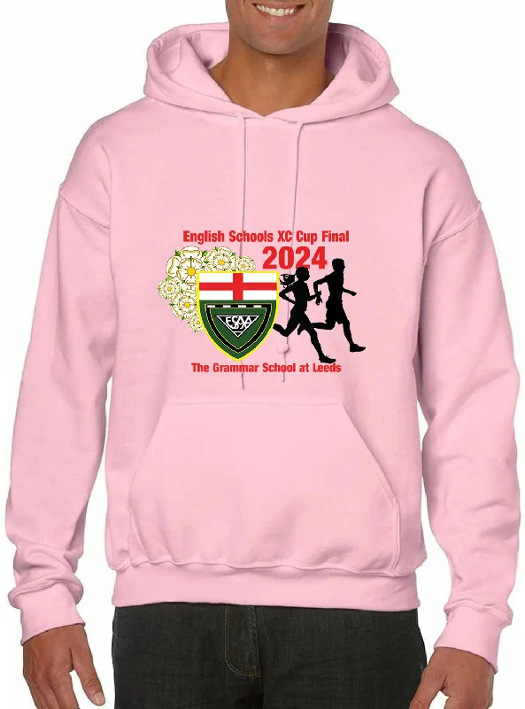 More Mile Classic ESAA Leeds XC Final 2024 Hoody - Pink Hoodie with Button Placket Classic Preppy