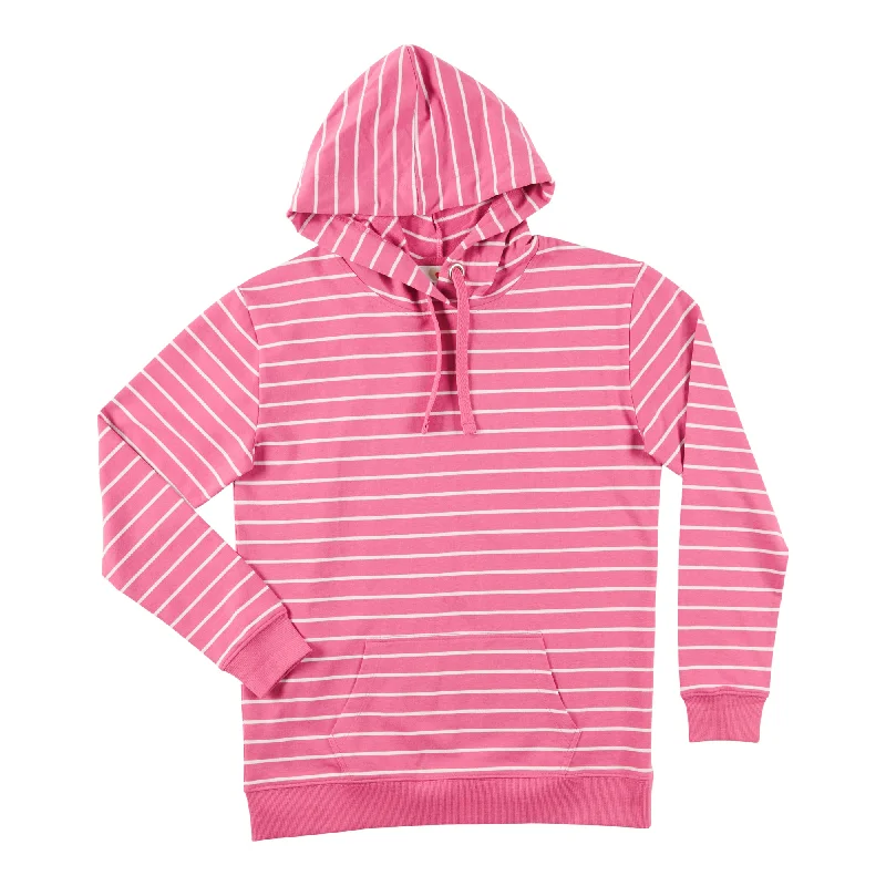 mySTYLE Women's Striped Pop-Over Hoodie Hoodie with Drawcord Adjustable Secure