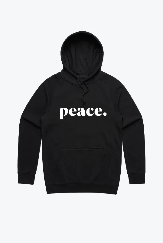 Peace Embroidered Hoodie - Black Hoodie with Rhinestones Sparkly Elegant