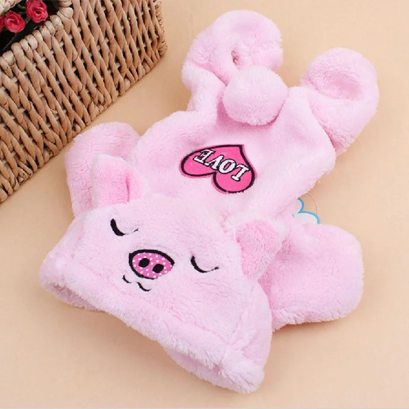 Maxbell Maxbell Pet Dog Sweater Puppy Velvet Hoodie Winter Jumpsuit Outwear Pink Pig S Hoodie Jacket Zipper Layering