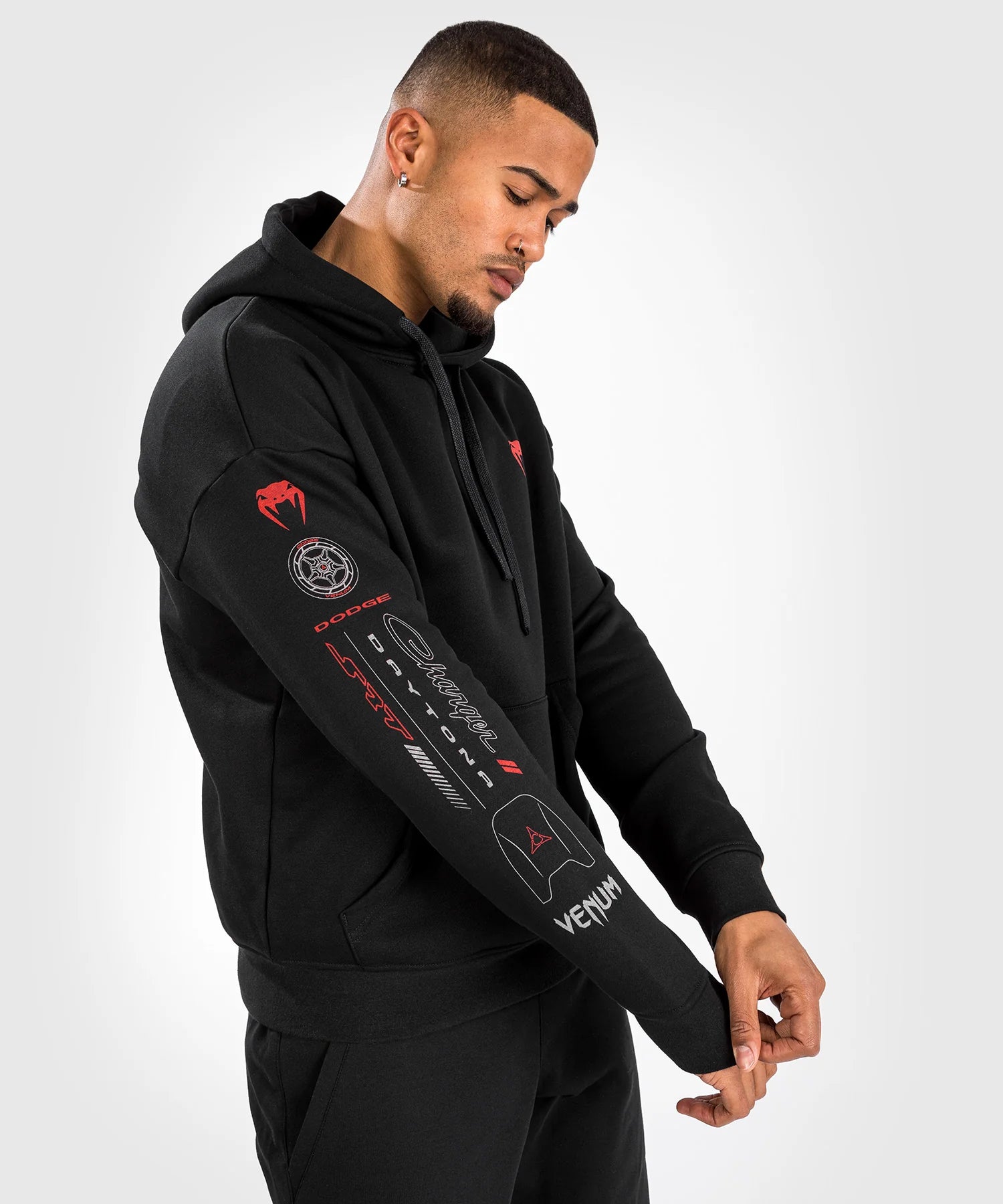 Venum-05124-001 x Dodge Banshee Unisex Pullover Hoodie Size S/M Black Hoodie with Half-Zip Sporty Casual