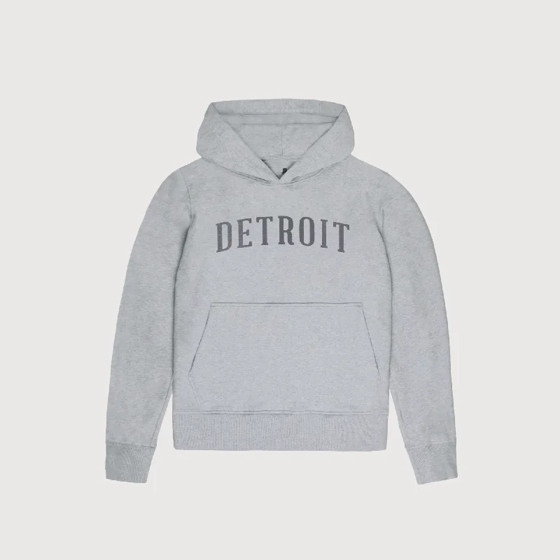 Women's Classic Detroit Hoodie - Heather Grey Hoodie with Turtle Neck Cozy Winter