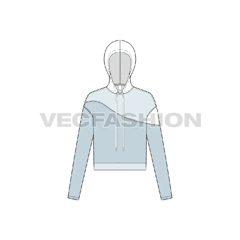 Women's Crop Hoodie Fashion Sketch Template Hoodie with Cropped Fit Short Trendy