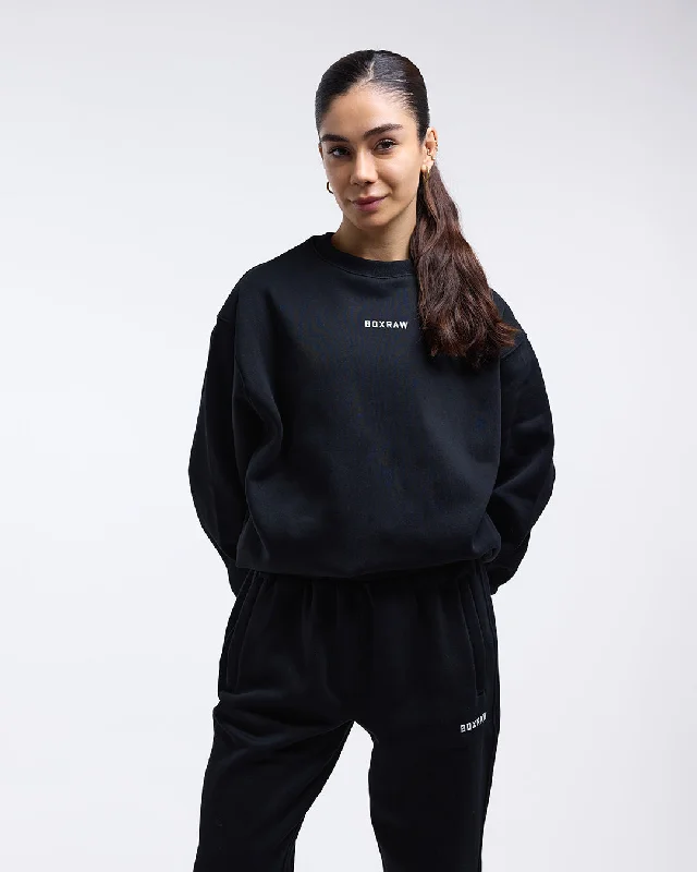 Johnson Oversized Sweatshirt - Black Hoodie with Sequins Glamorous Eye-catching