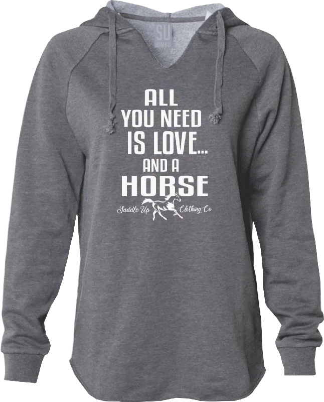 Love & Horses Cozy Lightweight Hoodie Hoodie with Full-Zip Functional Layering