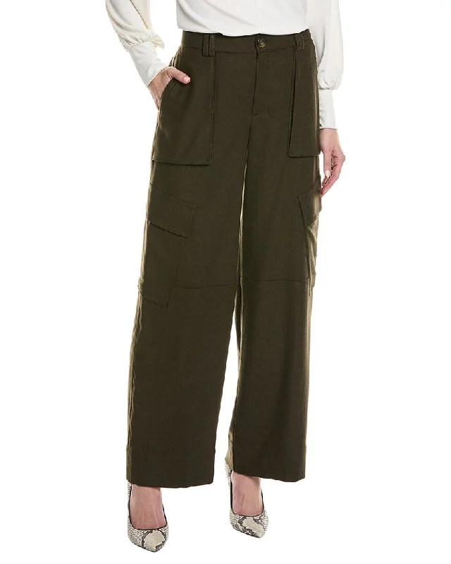 Vince Flannel Wide Leg Raver Wool-Blend Pant Cozy Jogger Leggings