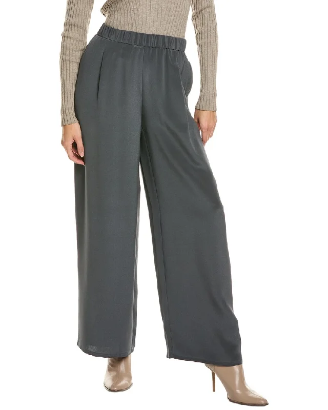 Eileen Fisher High Waisted Wide Silk Flare Pant Stylish Paperbag Waist Pants