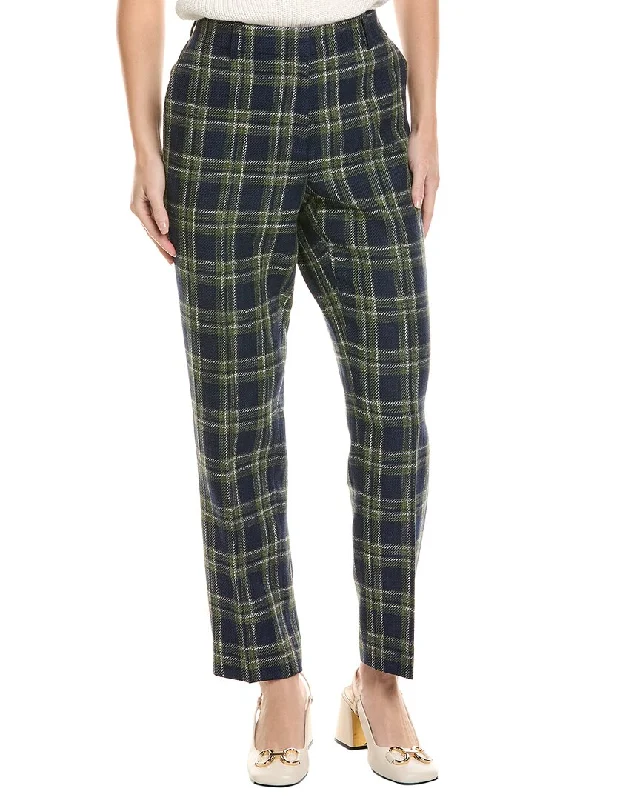 Lafayette 148 New York Clinton Linen & Wool-Blend Ankle Pant Trendy High-Waist Trousers