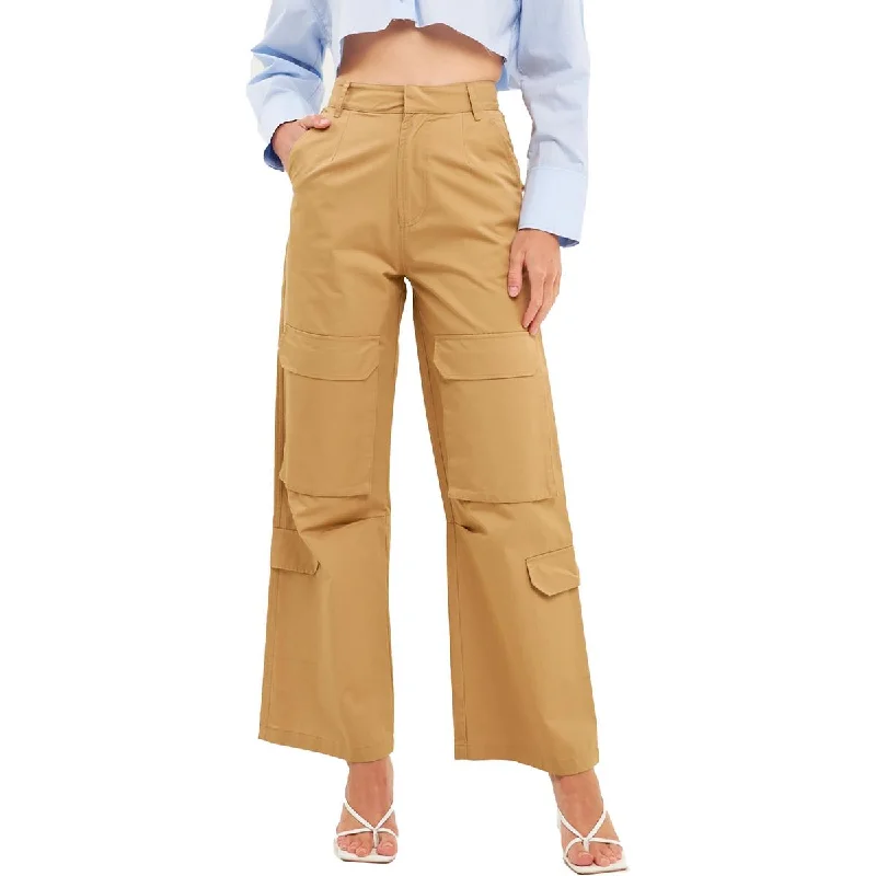 Womens High Rise Wide Leg Cargo Pants Fashionable Work Pants