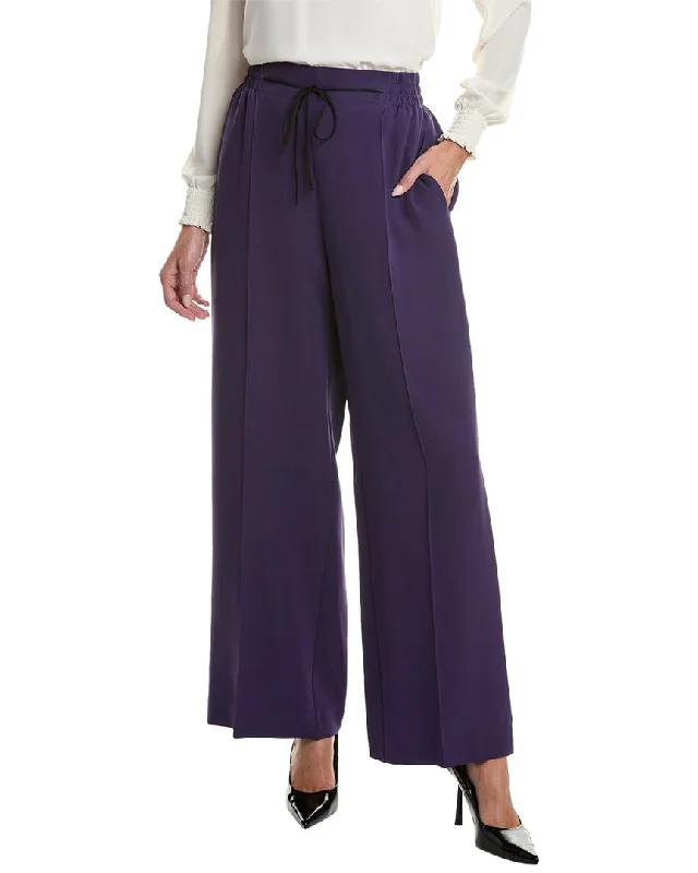 Oscar De La Renta Silk-Blend Pant Trendy Wide-Leg Pants