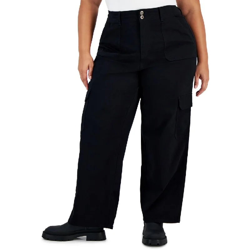 Womens Relaxed Fit Wide Leg Cargo Pants Classic Pleated Pants