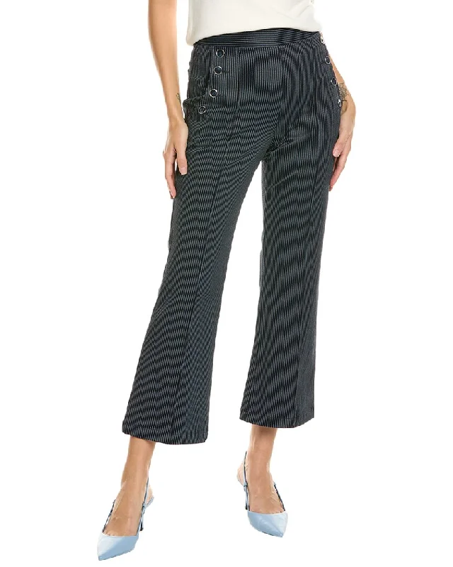 Badgley Mischka Denim Nautical Pant Formal Linen Trousers