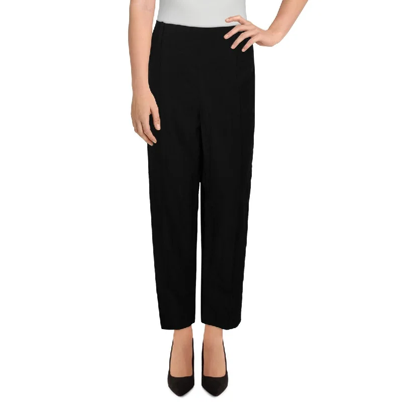 Womens Mid Rise Pintuck Ankle Pants Soft Cotton Pants