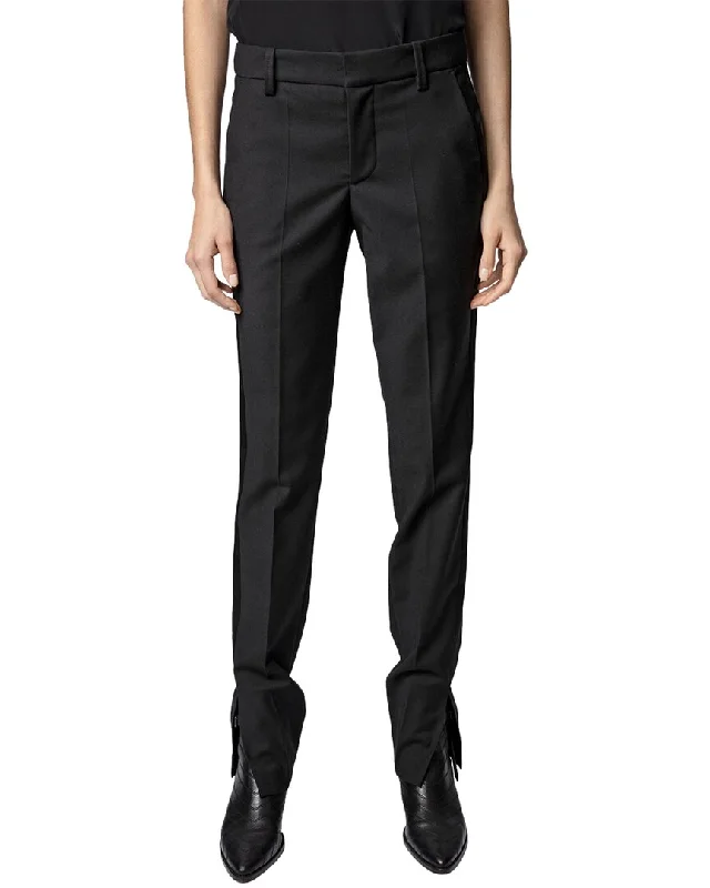 Zadig & Voltaire Prune Slit Smoking Wool-Blend Pant Formal Linen Trousers