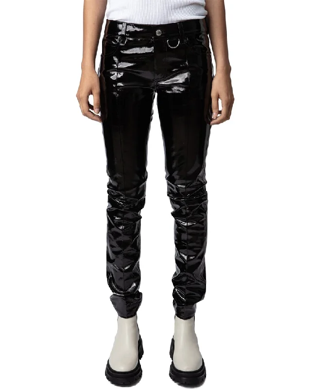 Zadig & Voltaire Peko Vinyle Leather Pant Casual Skinny Fit Pants