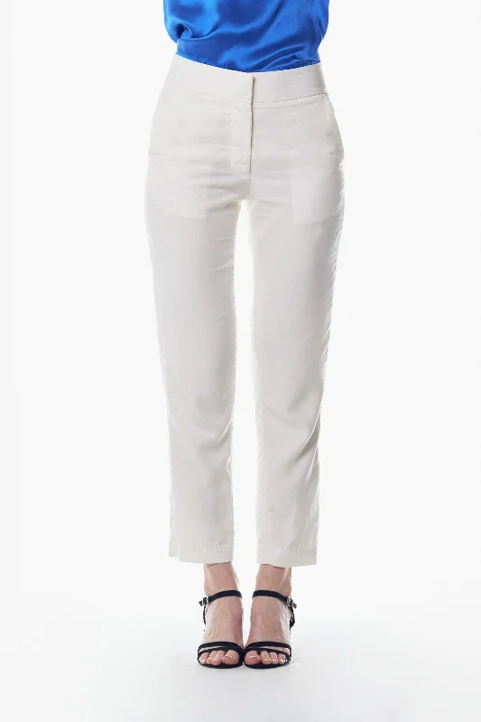 White Tailoring Slim Pants Soft Sweatpants Style