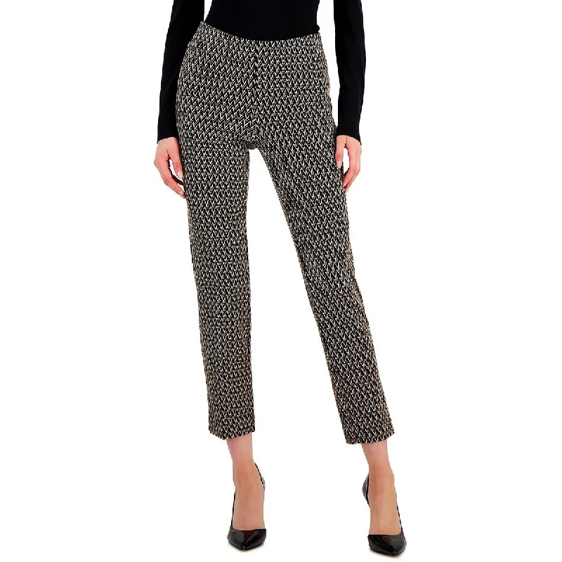 Womens Mid Rise Work Wear Ankle Pants Trendy Wide-Leg Pants