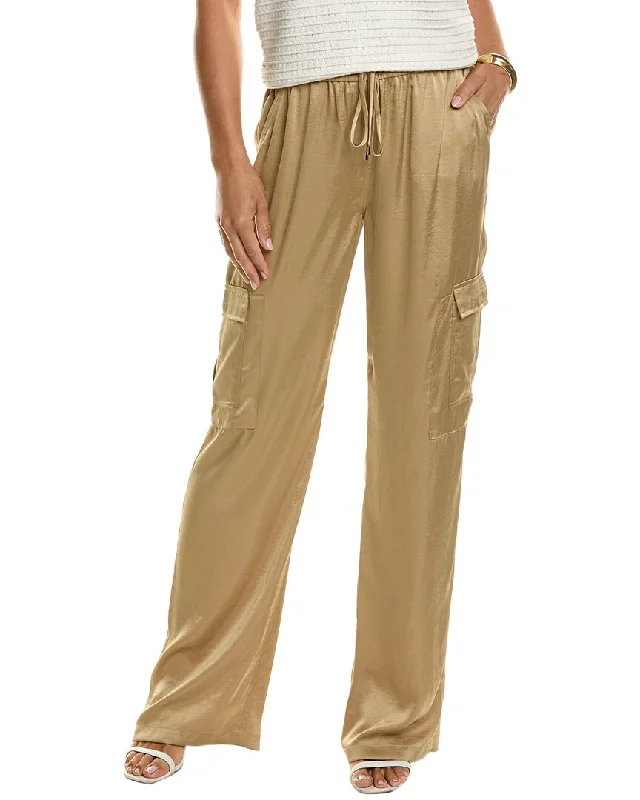 Elie Tahari Relaxed Satin Cargo Pant Comfy High-Waist Jeans