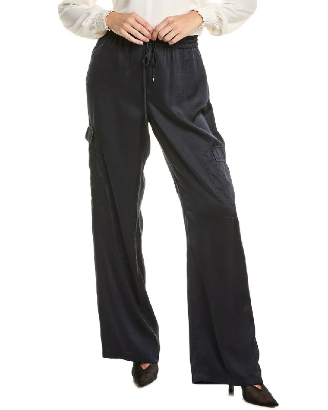 Elie Tahari Relaxed Satin Cargo Pant Formal Wide-Leg Pants