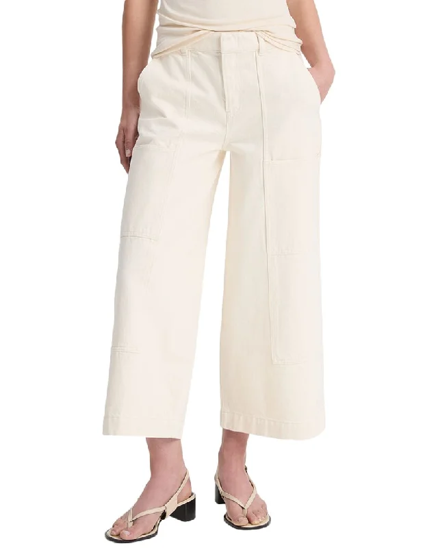 Vince Mid Rise Utility Crop Wide Pant Trendy High-Waist Trousers