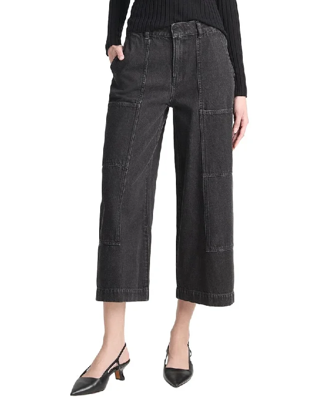 Vince Mid Rise Utility Crop Wide Pant Comfortable Wide-Leg Pants