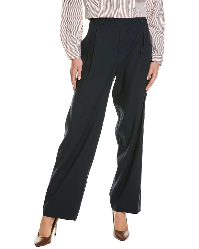 Vince Straight Leg Pull-On Linen-Blend Pant Chic Slim Fit Pants