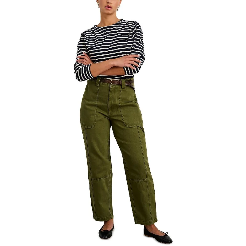 Pheobe Womens Straight Leg Utility Cargo Pants Casual Plaid Pants