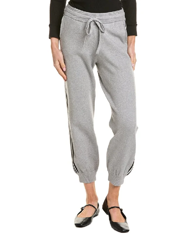 Monrow Soft Knit Track Cuffed Jogger Pant Elegant Palazzo Trousers