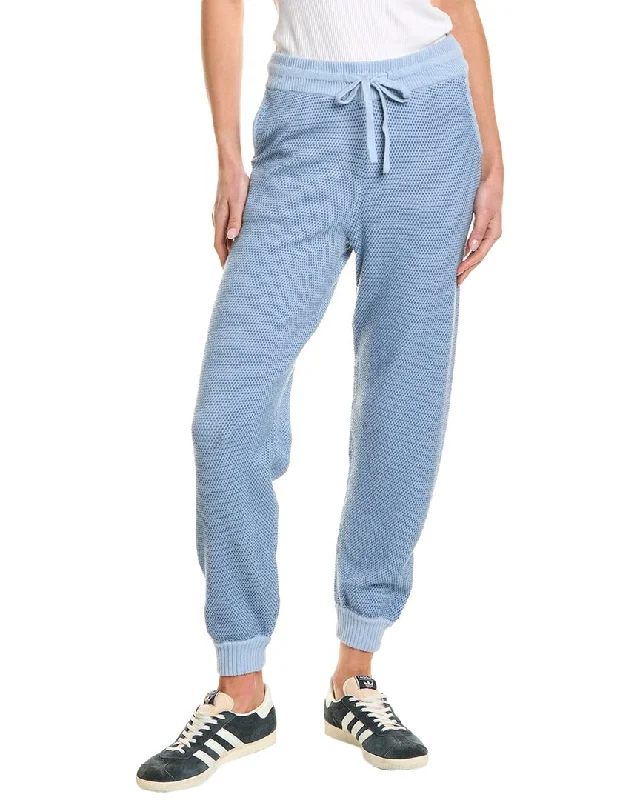 Monrow Soft Knit Textured Cuffed Jogger Pant Elegant High-Waist Pants