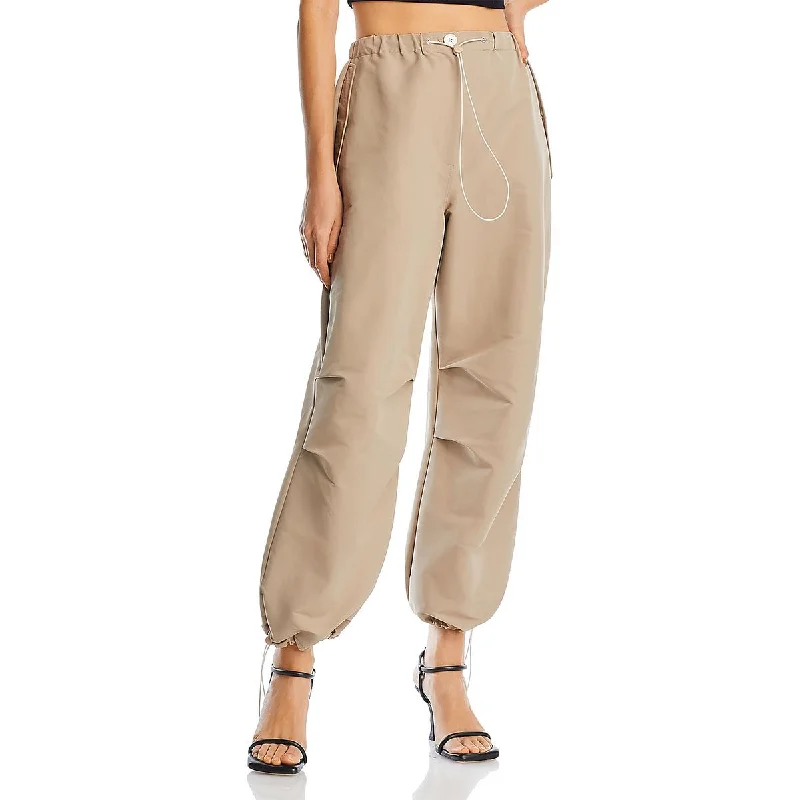 Womens High Rise Drawstring Cargo Pants Soft Stretch Leggings