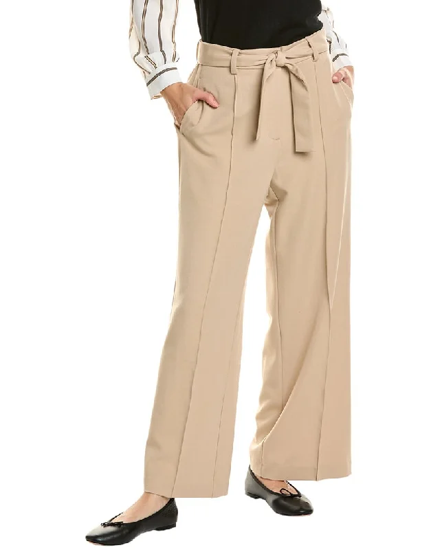 Adrianna Papell Twill Wide Leg Pant Trendy High-Waist Trousers