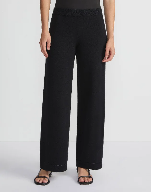 Wool-Cashmere Knit Pant Classic Straight-Leg Pants