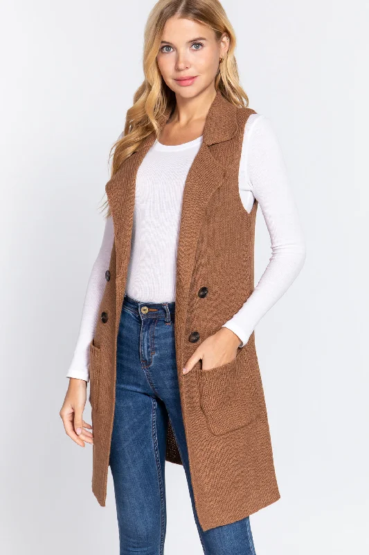 Sleeveless Long Sweater Vest Cable Knit Ribbed Knit Lace Knit