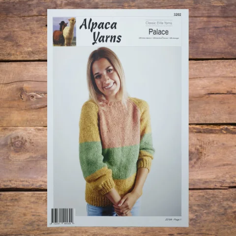 Alpaca Yarns 3202 - Chunky Striped Sweater Front Pockets Side Pockets Patch Pockets
