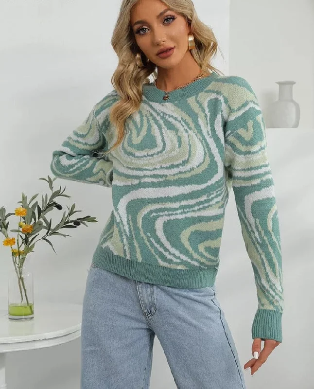 Elegant Green Tie Dye Knitted Sweater and Pullovers Women Winter Long Sleeve Warm Ribbed Jumper Female Slim Top Notch Collar Peter Pan Collar Cowl Neck Elegant Green Tie Dye Knitted Sweater and Pullovers Women Winter Long Sleeve Warm Ribbed Jumper Female Slim Top Notch Collar Peter Pan Collar Cowl Neck