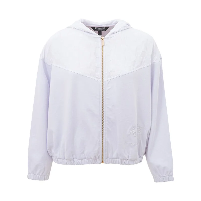 Armani Exchange Chic White Viscose Sweater for Women Neon Metallic Matte
