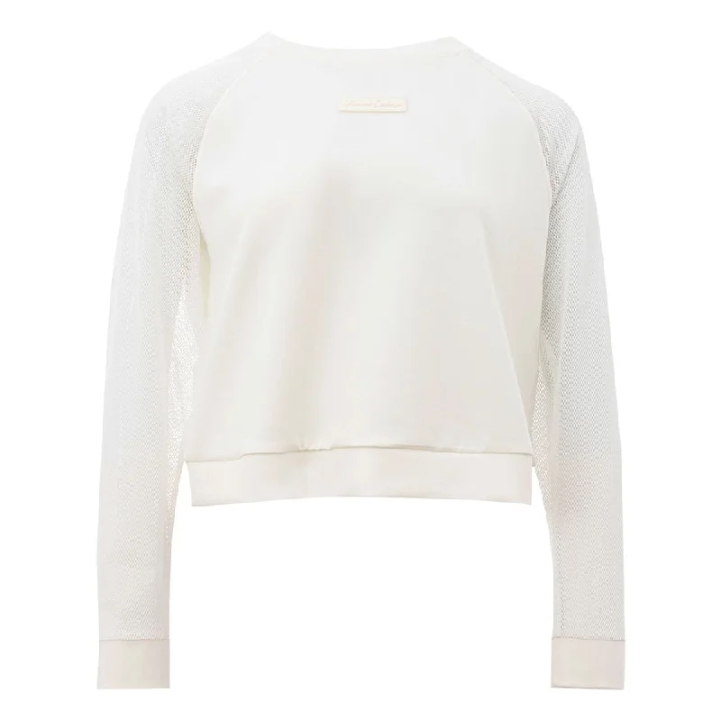 Armani Exchange Elegant White Polyamide Sweater Denim Fabric Leather Fabric Suede Fabric