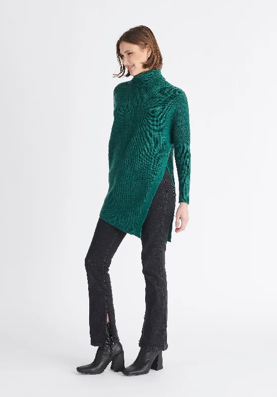 Asymmetric Button Slit Jumper Nylon Fabric Polyester Fabric Spandex Fabric