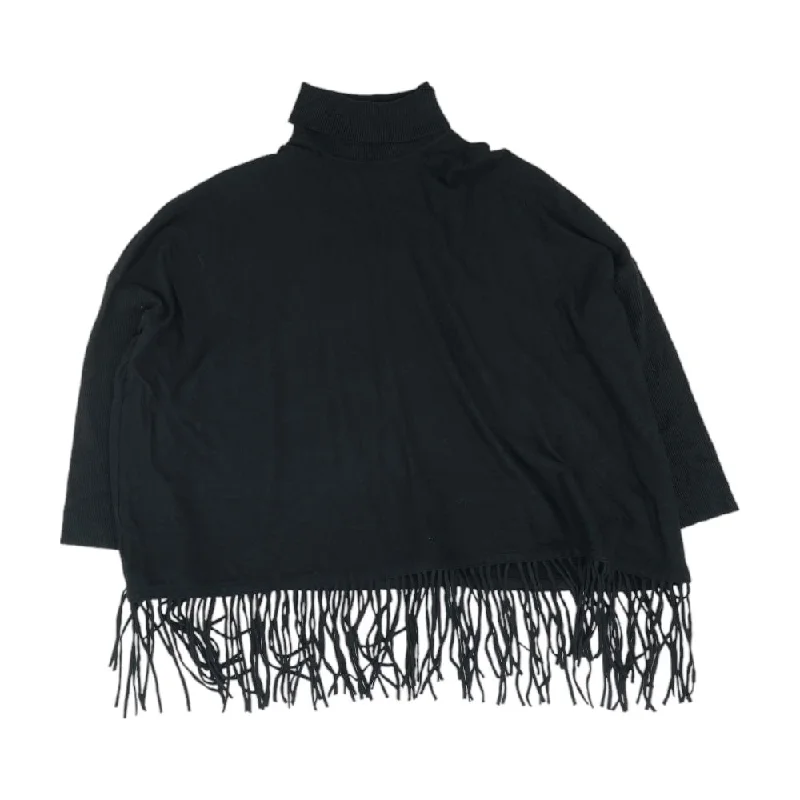 Black Solid Turtleneck Sweater Sequined Glittery Shiny
