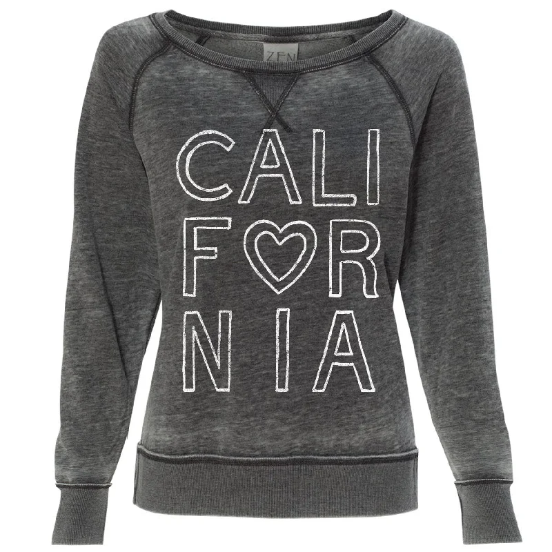 California outline black dye sweater Graphic Sweater Embroidered Appliqued