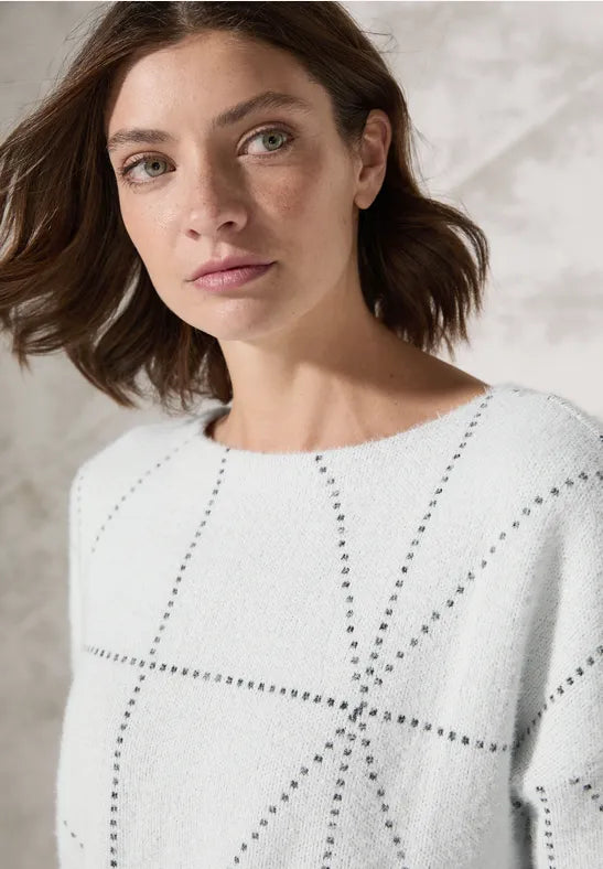 Cecil Soft Grey Feather Yarn Jumper Velvet Chenille Corduroy