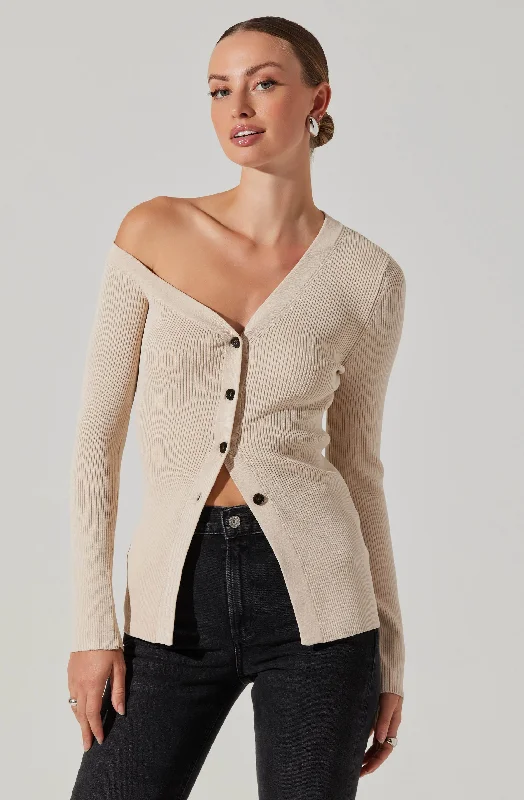 Celin One Shoulder Ribbed Sweater Terry Blend Velvet Blend Canvas Blend