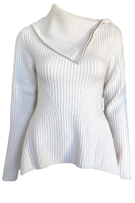 Keyara Foldover Collar Peplum Sweater Terry Blend Velvet Blend Canvas Blend