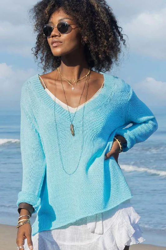Wooden Ships Maggie V Cotton Sweater Surf Jack Aqua Boat Neck Shawl Collar Notched Collar Wooden Ships Maggie V Cotton Sweater Surf Jack Aqua Boat Neck Shawl Collar Notched Collar