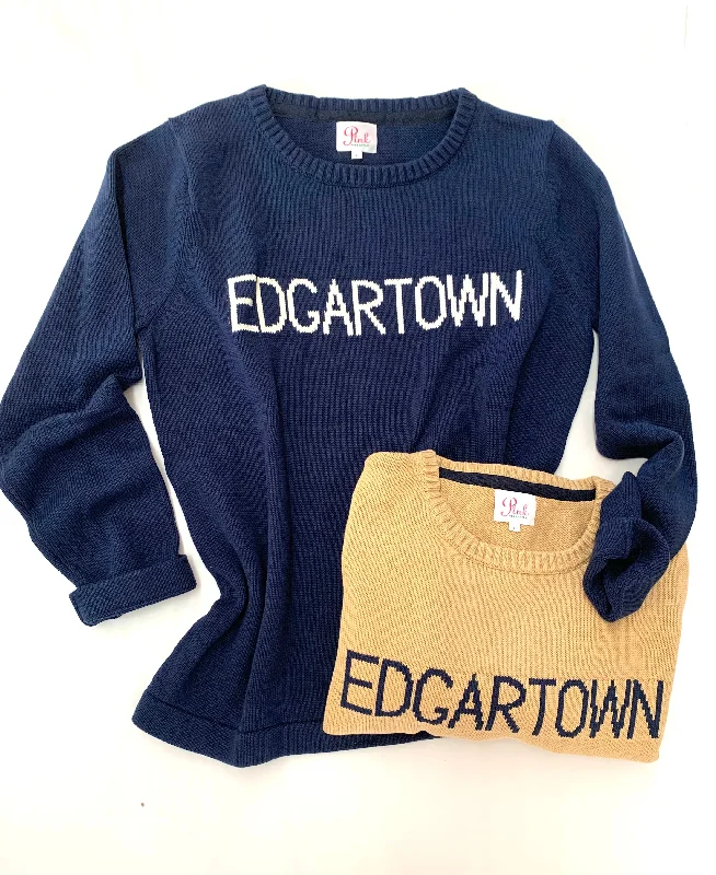 EDGARTOWN Sweater in 100% Cotton Cable Knit Ribbed Knit Lace Knit