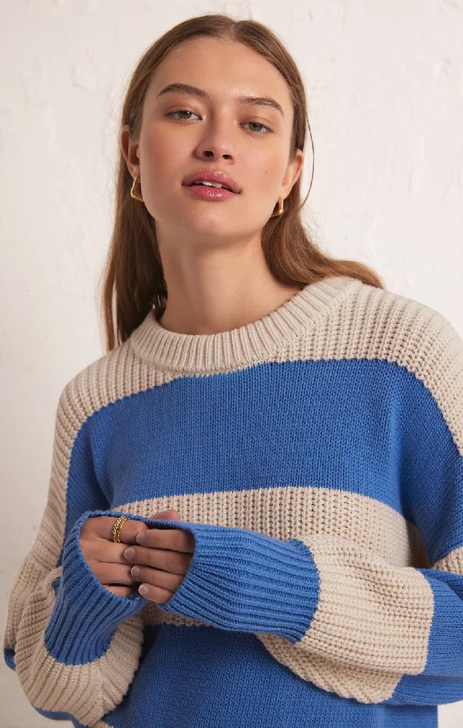 Fresca Stripe Sweater Cashmere Blend Cotton Blend Poly Blend