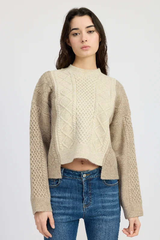 Greer Cable Knit Sweater Cotton Fabric Linen Fabric Terry Fabric